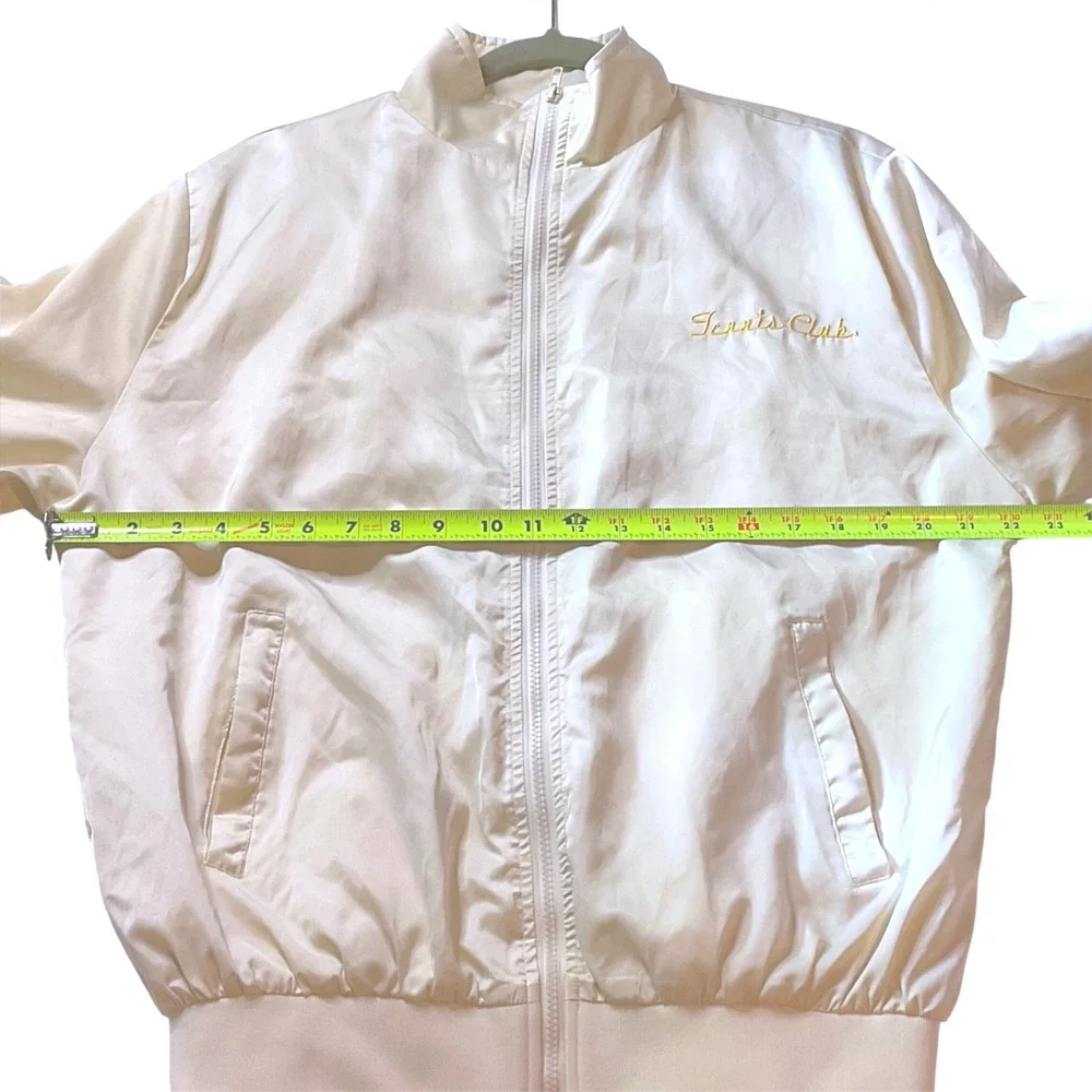 Liquor‎ n poker 'satin' bomber jacket embroidered zip tennis club Men XS Women S